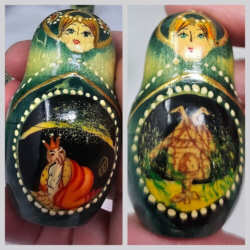 Vtg 10pc Matryoshka 11" Artist Signed Russian A Baba Yaga Tale Nesting Dolls - Picture 9 of 15